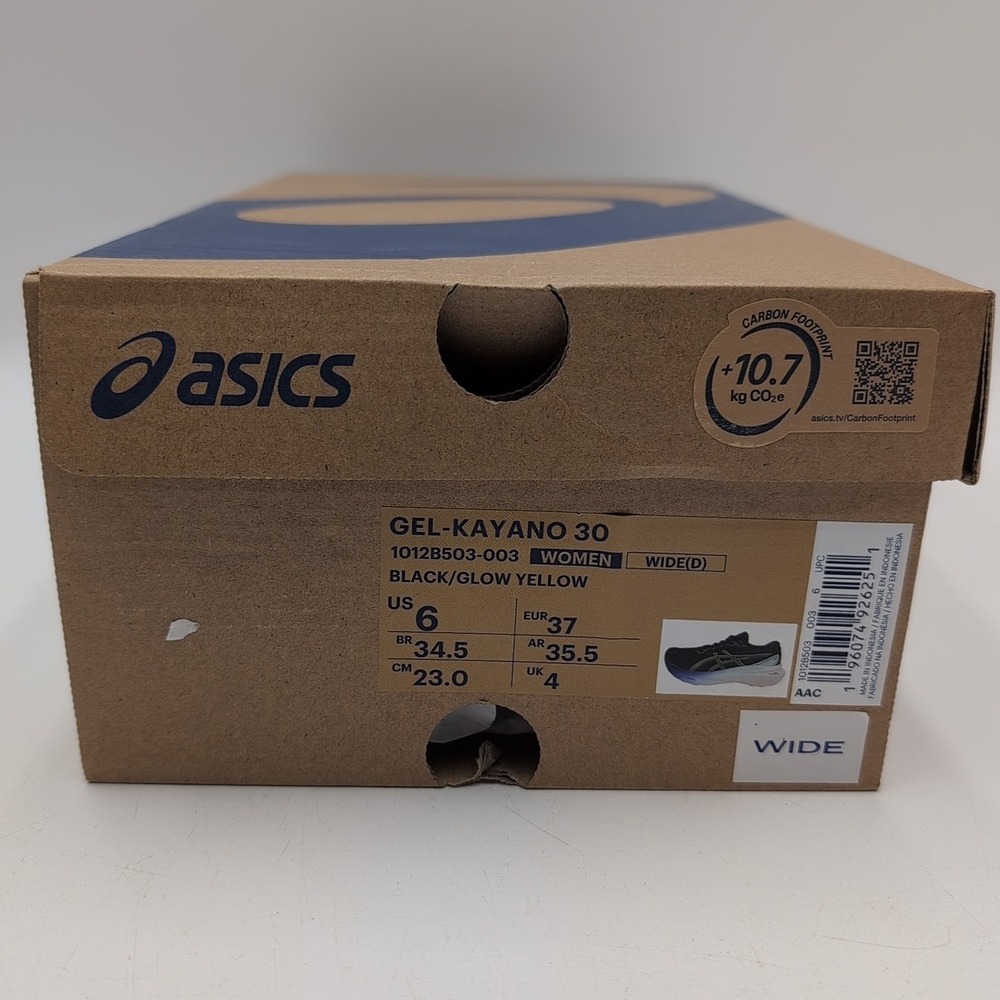 Asics Gel-Kayano 30 Women's Size 6 WIDE Running Shoes Black / Glow Yellow NEW - Picture 2 of 10